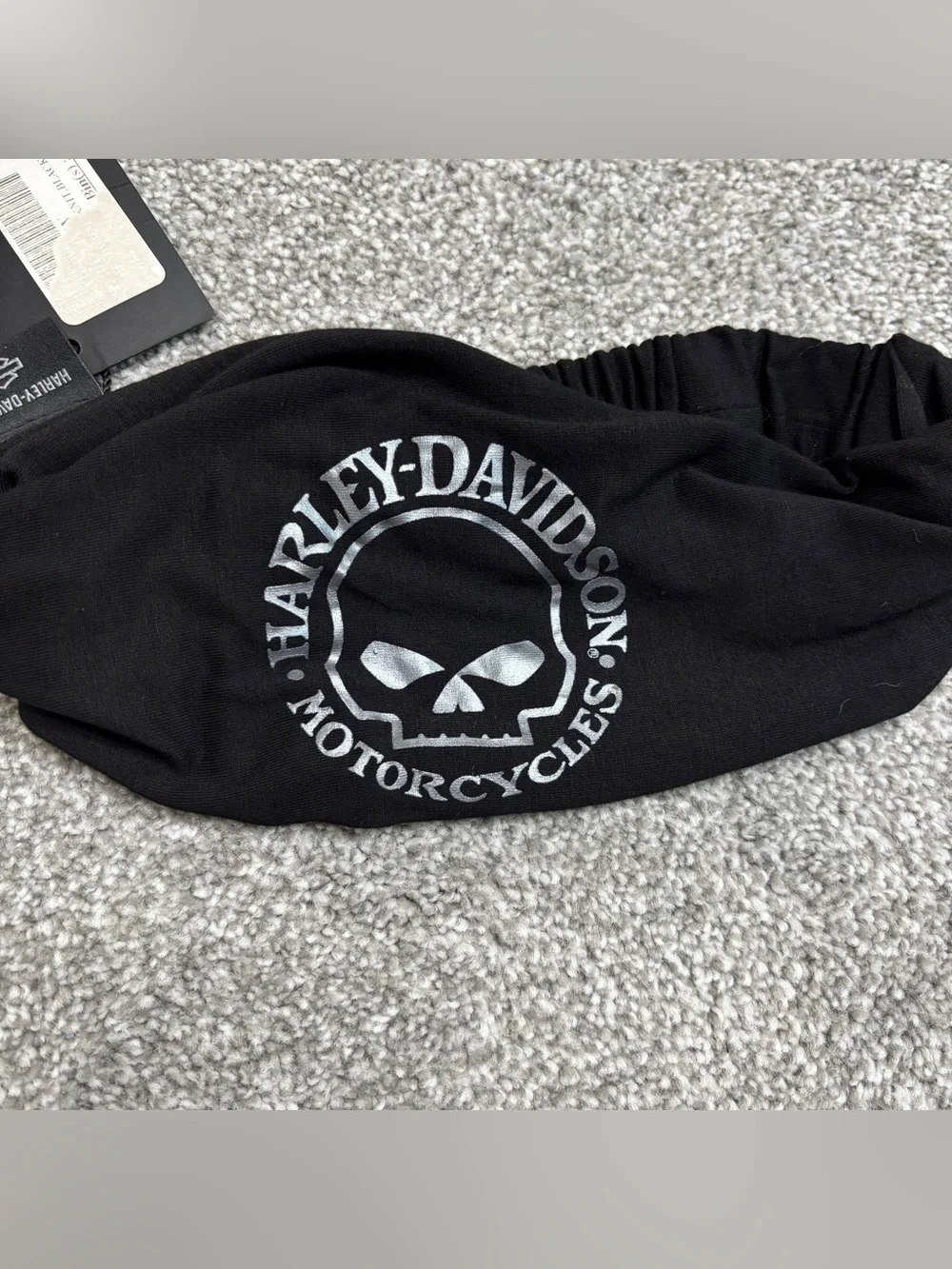 Harley-Davidson Black Face Band with Silver Skull Logo Biker, Riding, Headgear